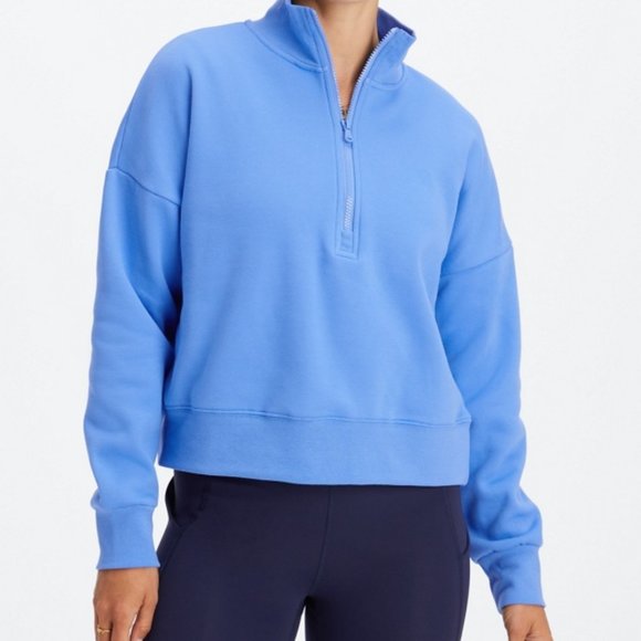 Fabletics Tops - Fabletics Catarina Mock Neck Zip Pullover in Blue Cornflower, Medium
